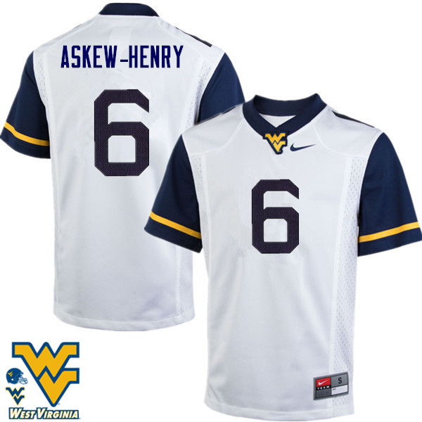 Men #6 Dravon Askew-Henry West Virginia Mountaineers College Football Jerseys-White - Click Image to Close